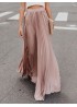 Pleated Solid Color Casual Maxi Skirt