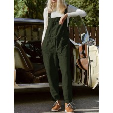 Waist Drawstring Pockets Straps Jumpsuit