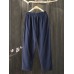 Vintage Solid Color Elastic Waist Button Loose Harem Pants