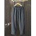 Vintage Solid Color Elastic Waist Button Loose Harem Pants