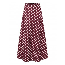 High Waist Polka Dot Casual Maxi Skirt For Women