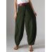 Casual Pure Color Baggy Pockets Harem Pants For Women