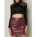 Mesh Patchwork Long Sleeve Stand Collar Women Crop Top