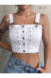 Strap Buckle Short Paragraph Navel Women's Crop Top