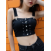 Strap Buckle Short Paragraph Navel Women's Crop Top