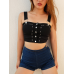 Strap Buckle Short Paragraph Navel Women's Crop Top