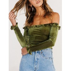 Sexy Off-the-shoulder Long Sleeve Crop Top