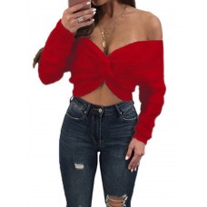 Sexy Kink Off-the-shoulder Long Sleeve Crop Top