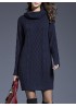 Casual Knitting Pure Color Turtleneck Long Sleeve Women Dresses