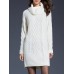 Casual Knitting Pure Color Turtleneck Long Sleeve Women Dresses