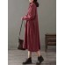 Pockets Stripe Long Sleeve Lapel Vintage Maxi Dress