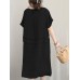 Crew Neck Short Sleeve Soild Color Casual Dress