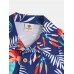 Mens Hawaiian Style Coco Leaf Flower Breathable Short Sleeve Shirts