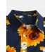 Mens Sunflower Oil Painting With Chest Pocket Short Sleeve Shirts