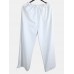 Mens Baggy Brief Pure Color Casual Elastic Waist Wide Leg Thin Straight Pants