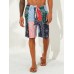 Mens Ethnic Style Printing Thin Patchwork Design Quick Dry Knee Length Casual Shorts