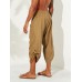 Mens Corduroy Casual Ethnic Style Calf-Length Loose Drawstring Harem Pants