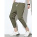 Mens Cotton Linen Solid Color Slim Fit Casual Pants