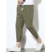 Mens Cotton Linen Solid Color Slim Fit Casual Pants