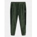 Mens Chinese Style Corduroy Solid Color Multi Pockets Ankle Banded Pants