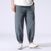 Mens Casual Solid Loose Elastic Waist Harlan Pants Retro Cotton Pants