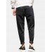 Mens Plain Corduroy Embroidery Button Zipper Straight Pants