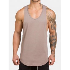 Mens Summer Sleeveless Cotton Breathable Sweat Loose Fit Workout Tank Tops