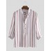 Mens 100% Cotton Stripe Three-quarter Sleeve Henley Shirts