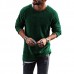 Mens Knit Sweater Solid Color Long-Sleeved O-Neck Regular Fit Casual T-shirt