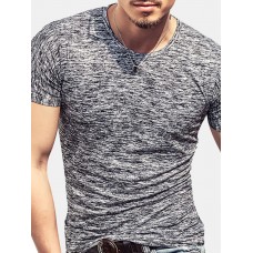 Mens Cotton Breathable Solid Short Sleeve Slim Fit Casual T-Shirt