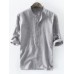 Mens Cotton Striped Printed Half Sleeve Loose Casual Henley Shirt