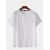 Mens Plain Cotton Solid Color Little Cloud Embroidery T-Shirts