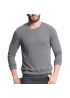 Mens Knit Solid Color Long Sleeve Round Neck Tops Pullover Casual Tee T-shirt