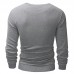 Mens Knit Solid Color Long Sleeve Round Neck Tops Pullover Casual Tee T-shirt
