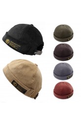 Men Women Couples Adjustable Solid Corduroy Velvet Brimless Hats Retro Crimping Bucket Cap