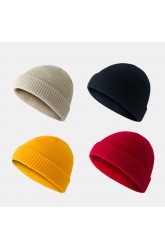 Unisex Solid Color Knitted Wool Hat Skull Caps Beanie Brimless Hats