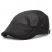 Men Summer Mesh Beret Cap Breathable Visor Flat Hat Adjustable Solid Color Newboy Hat