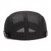 Men Summer Mesh Beret Cap Breathable Visor Flat Hat Adjustable Solid Color Newboy Hat